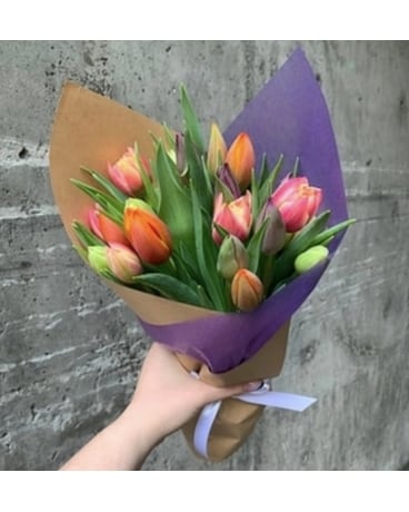 Varied Spring Tulip Mix - HAND-TIED Flower Arrangement