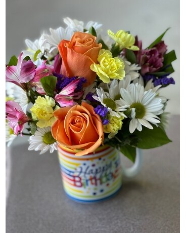 Birthday Mug Flower Arrangement