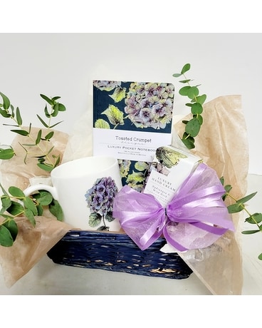 Hydrangea Gift Basket Flower Arrangement