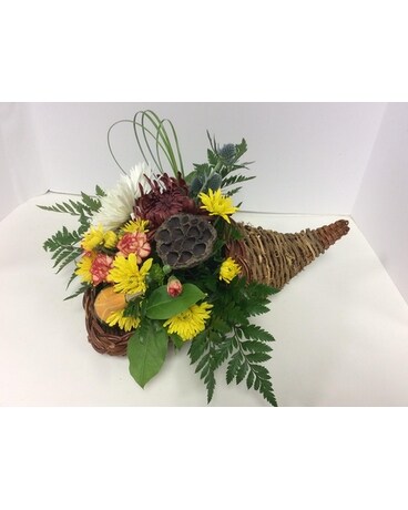 Fall Cornucopia Flower Arrangement