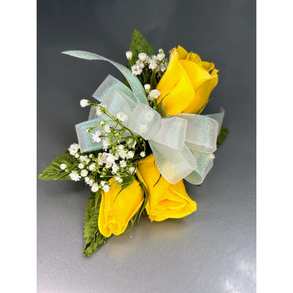 Yellow shop rose corsage