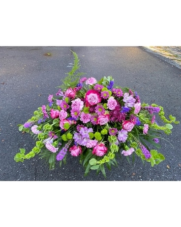 Lavender & Green Casket Spray Funeral Casket Spray Flowers