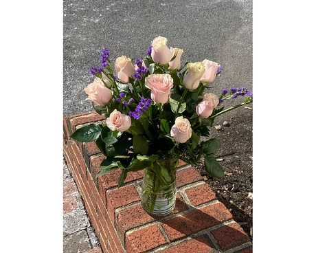 Pink Dozen Roses Arranged Flower Arrangement