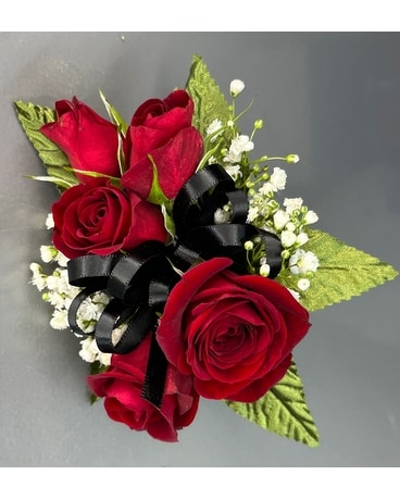 5 Red Rose Corsage Flower Arrangement