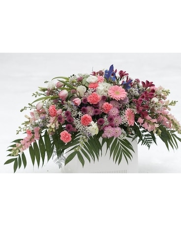 Spring Pastel Casket Spray Flower Arrangement