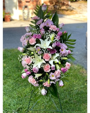 Soft light Standing Spray Funeral Arrangement