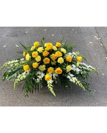 Golden Remembrance Funeral Casket Spray Flowers