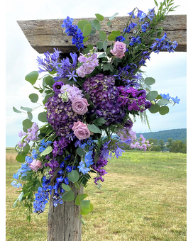Blue Violet Arbor Decor 2 Flower Arrangement