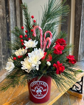 Peppermint Cheer Flower Arrangement