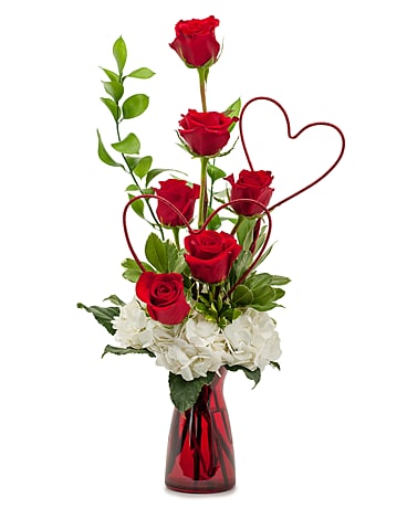 Two Hearts On Fire Flower Arrangement