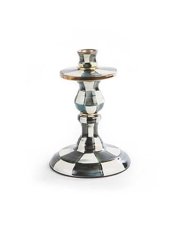 Courtly Check Enamel Candlestick - Small Gifts