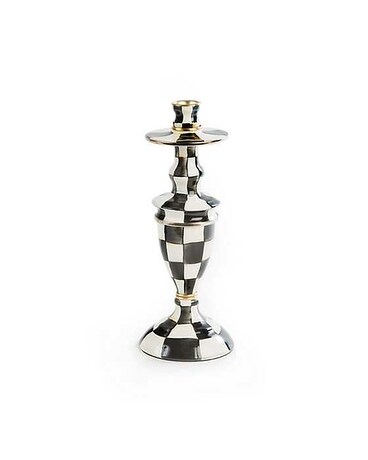 Courtly Check Enamel Candlestick - Medium Gifts