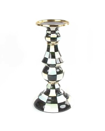 Courtly Check Enamel Pillar Candlestick - Large Gifts