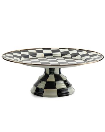 Courtly Check Enamel Pedestal Platter - Large Custom product