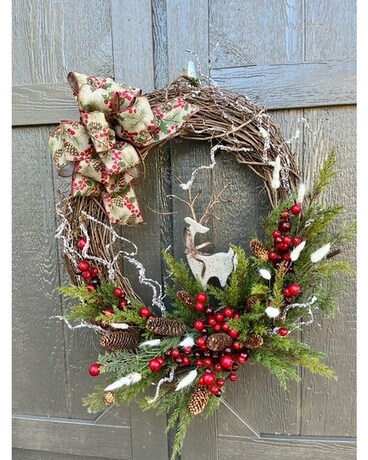 Christmas Grapevine Wreath Flower Arrangement