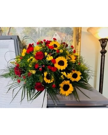 Sincerely Loved Funeral Casket Spray Flowers