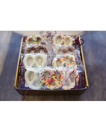 Assorted Dipped Pretzels Flower Arrangement