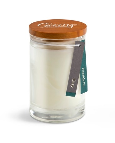 Cozy Small Giving Collection Candle Flower Arrangement