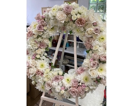 Pastel Wreath Funeral Arrangement