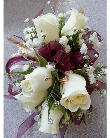 Burgundy Corsage Flower Arrangement