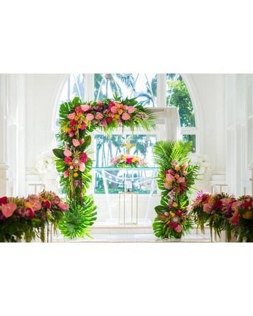 Tropical Arbor and aisle arrangements Wedding Arrangement