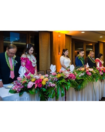 Head Table arrangement (Arbor repurpose) Wedding Arrangement