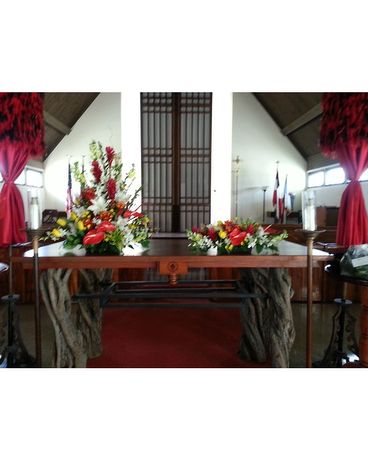 Urn Table Tropicals Flower Arrangement