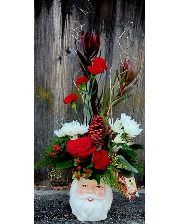 Santa and Smiles Flower Arrangement
