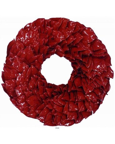 Red Lacquered Magnolia Wreath Wreath