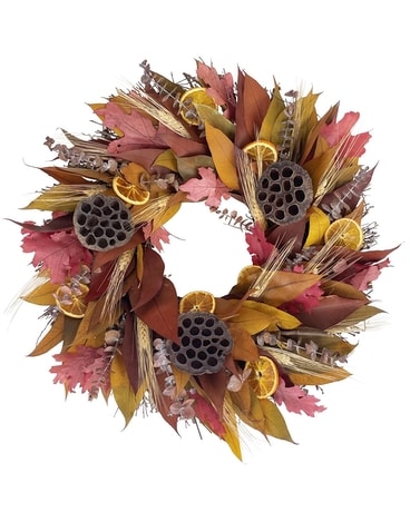 Lotus Citrus Harvest Wheat Wreath Wreath