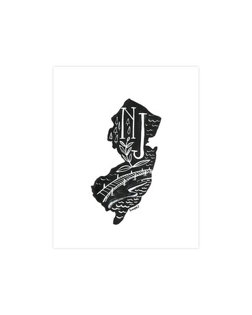 New Jersey Black and White Print Gifts