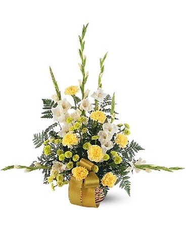 Vibrant Yellow Basket Sympathy Arrangement