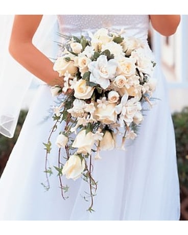 White Cascade Bridal Bouquet Wedding Arrangement