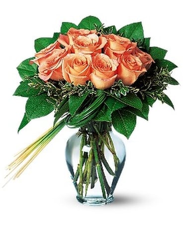 Perfectly Peachy Roses Flower Arrangement