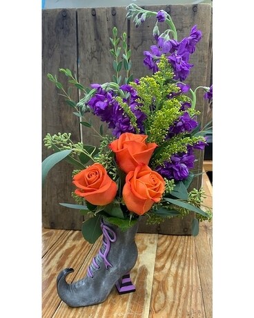 Witch Boots In Blooms Flower Arrangement