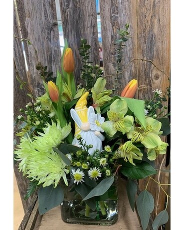 Gnome Time Like Spring Flower Arrangement