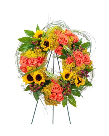 Autumn Sunset Sympathy Wreath Flower Arrangement