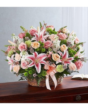 Pastel Sympathy Basket Arrangement Flower Arrangement