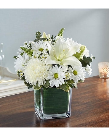 Healing Tears All White Flower Arrangement