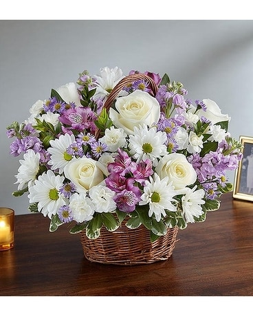 Peace, Prayers & Blessings™ Lavender & White Flower Arrangement