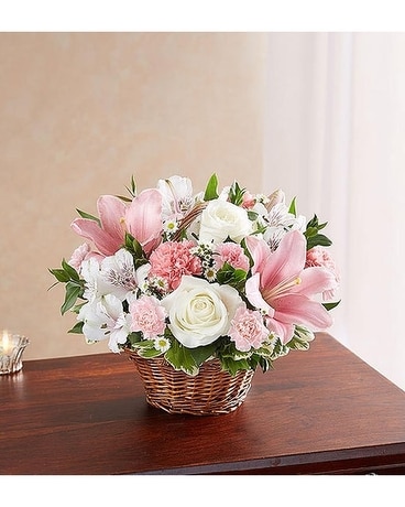 Peace, Prayers & Blessings™ Pink & White Flower Arrangement