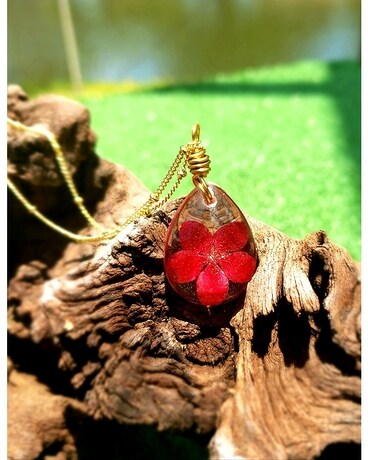 Timeless Keepsake Necklace-Red Jatropha Bloom Specialty Arrangement