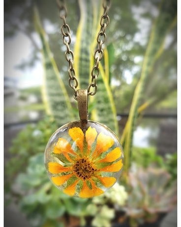 Timeless Keepsake Necklace-Yellow Daisy Specialty Arrangement