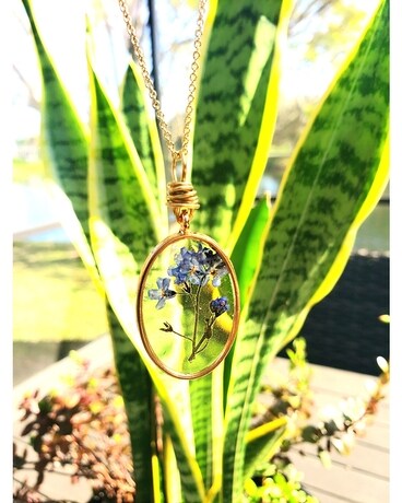 Timeless Keepsake- Forget Me Not Flower necklace Specialty Arrangement