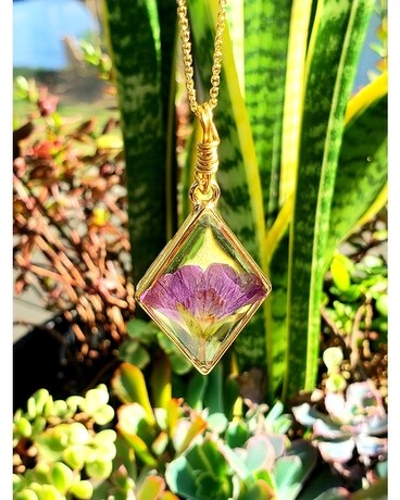 Timeless Keepsake Necklace- purple willowherb Specialty Arrangement