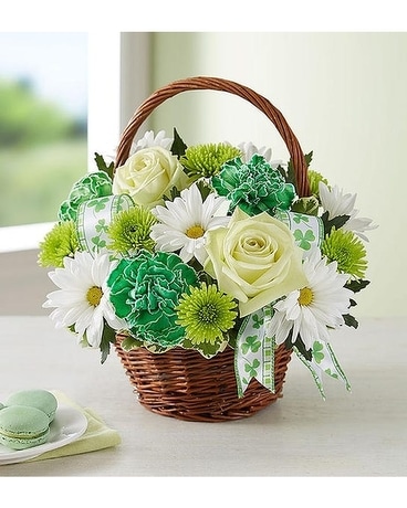 St. Patrick's Day Flower Basket Flower Arrangement