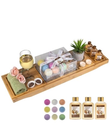 Bamboo Bathtub Tray Gift Set Gifts