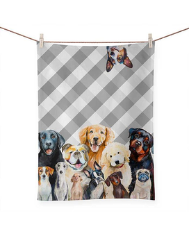 Best Friend Dog Bunch Tea Towel size,  inches height and  inches wide.