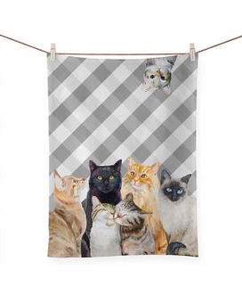 Feline Friends Cat Bunch Tea Towel size,  inches height and  inches wide.