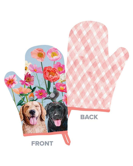 Dogs & Birds Oven Mitt size,  inches height and  inches wide.